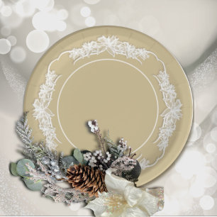 Assiettes En Carton Dentelle Sheer Poinsettia sur or