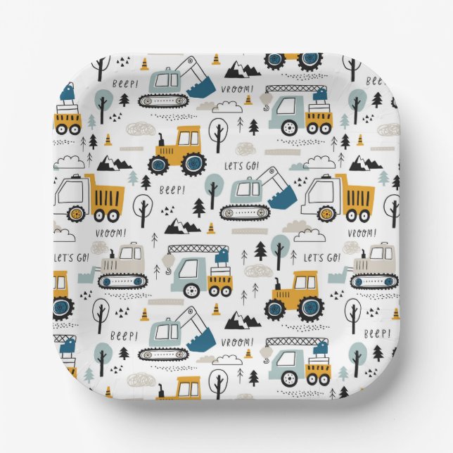 Assiettes En Carton Déplaçons le Motif de véhicule (Recto)