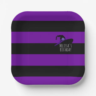 Assiettes En Carton Déplaisante mignonne, sorcière violette Anniversai