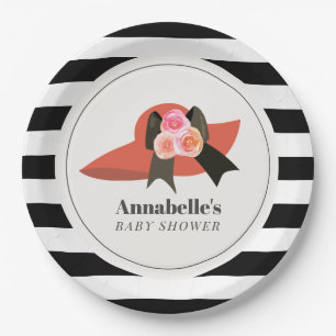 Assiettes En Carton Derby Style Grand Baby shower Rose Casquette rouge