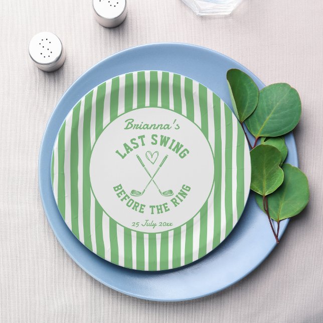 Assiettes En Carton Dernier swing golf club de pays Bachelorette week- (Last swing before the ring golf country club Bachelorette weekend personalized printed Paper Plates)