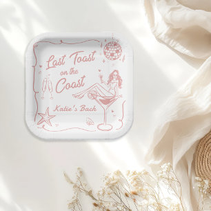 Assiettes En Carton Dernier Toast Coast Beach Pink Bachelorette Party