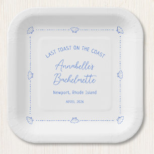 Assiettes En Carton Dernier Toast sur la Côte Fête de Bachelorette Ble