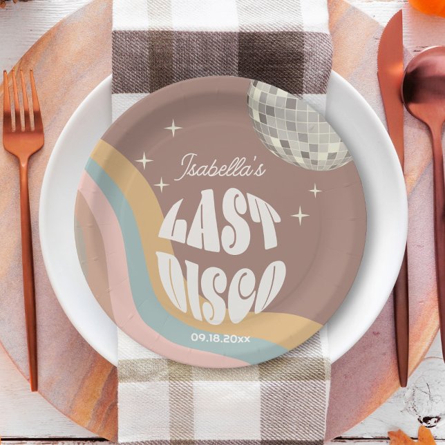 Assiettes En Carton Dernière discothèque flamboyante Rétro les années  (Créateur téléchargé)
