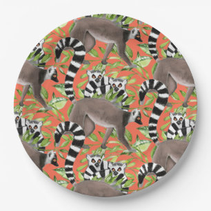 Assiettes En Carton Des lémuriens de Madagascar à la ceinture dans la 