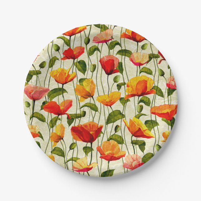 Assiettes En Carton Des pavots brillants (Devant)