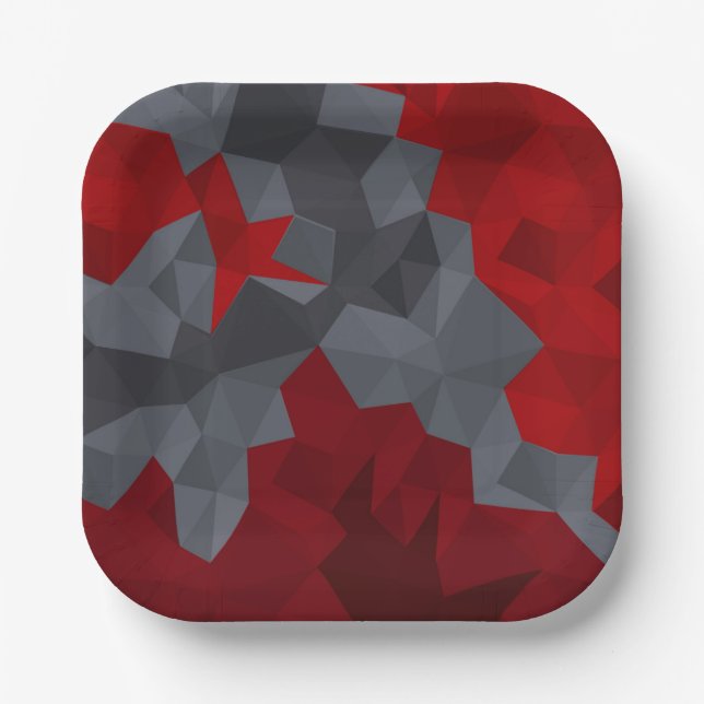 Assiettes En Carton Des triangles gris, rouges disposés aléatoirement. (Recto)