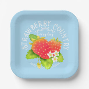 Assiettes En Carton Design bleu fraise.