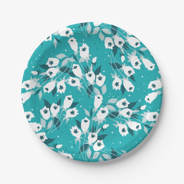 Assiettes En Carton Design d'art botanique Motif élégant à la fleur de (Devant)