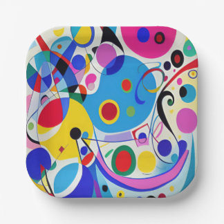 Assiettes En Carton Design d'art moderne Abstrait coloré