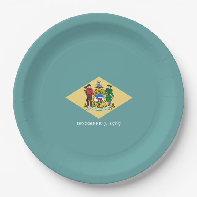 Assiettes En Carton Design de drapeau d'état du Delaware (Devant)