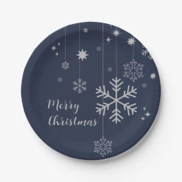 Assiettes En Carton Design de Noël minimal avec des flocons de neige