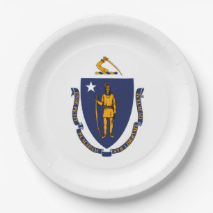 Assiettes En Carton Design du drapeau d'État du Massachusetts
