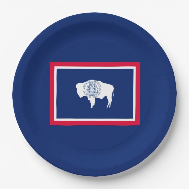 Assiettes En Carton Design du drapeau d'état du Wyoming (Devant)