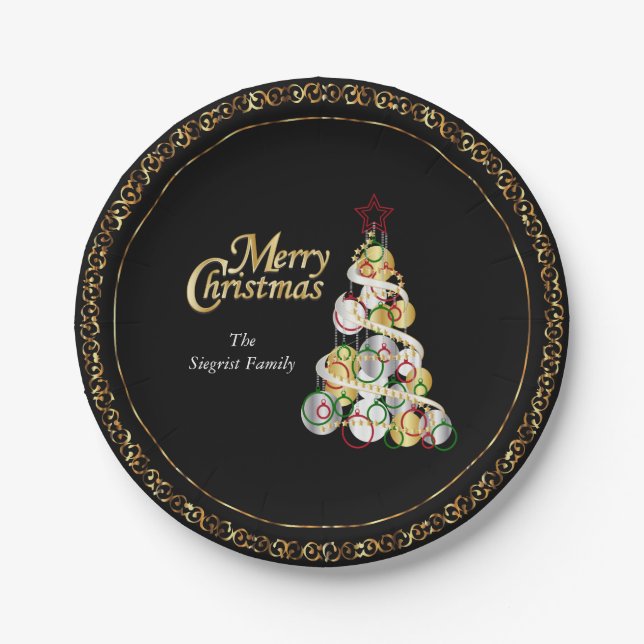 Assiettes En Carton Design élégant d'arbre de Noël (Devant)