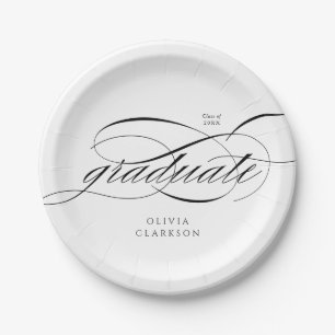 Assiettes En Carton Design élégant moderne Script Photo Graduation Par