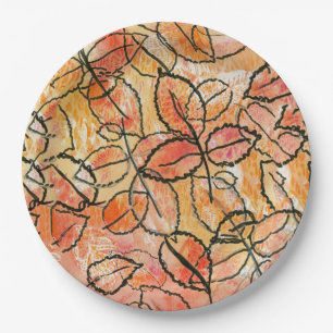 Assiettes En Carton Design Feuille au sol sur Plaques de fête