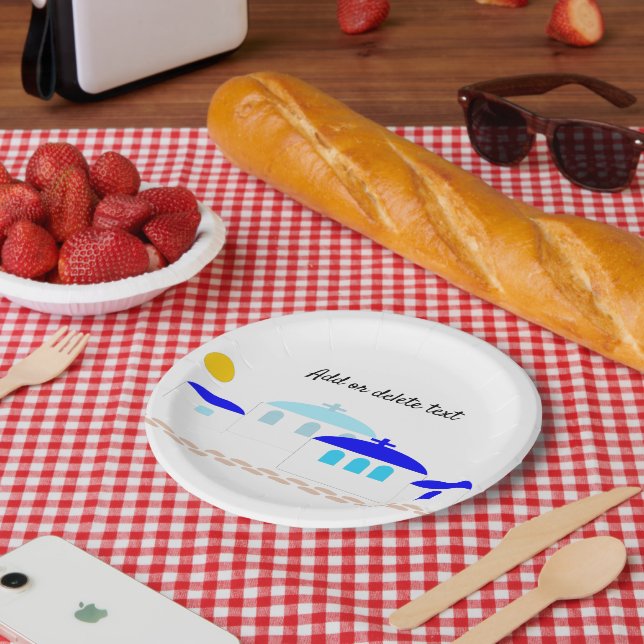 Assiettes En Carton Design grec Ajouter un texte (Pique-nique)