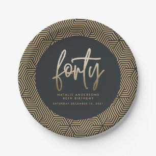 Assiettes En Carton Design moderne 40e anniversaire simple élégant scr