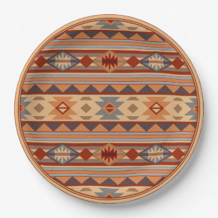 Assiettes En Carton Design Motif Sud-Ouest Tan
