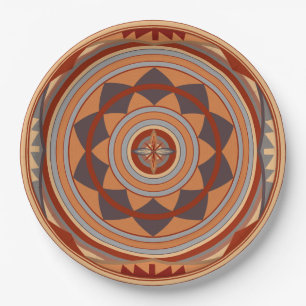 Assiettes En Carton Design Motif Sud-Ouest Tan