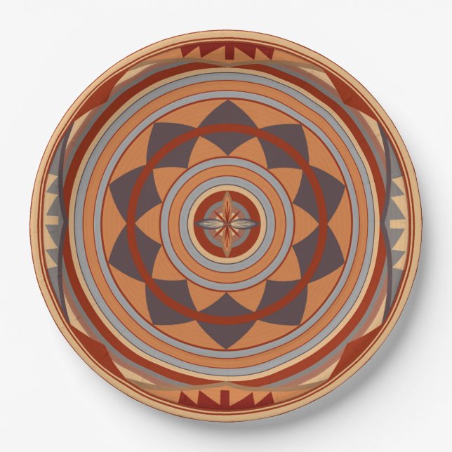 Assiettes En Carton Design Motif Sud-Ouest Tan (Devant)