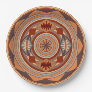 Assiettes En Carton Design Motif Sud-Ouest Tan