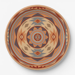Assiettes En Carton Design Motif Sud-Ouest Tan
