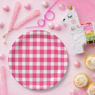 Assiettes En Carton Design rose En vichy