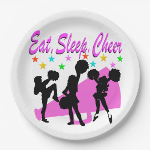 ASSIETTES EN CARTON DESIGN ROSE MEGAPHONE CHEERLEADING