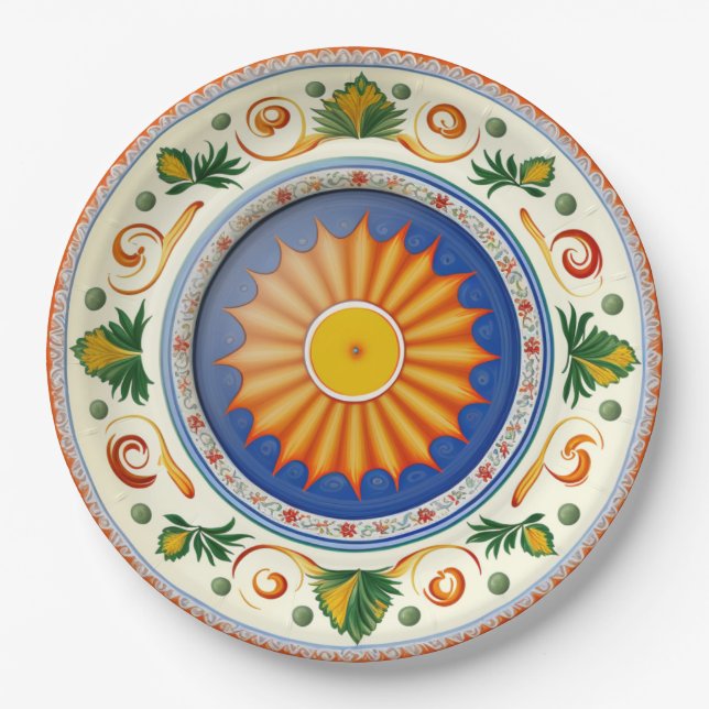 Assiettes En Carton Design traditionnel sicilien en céramique italienn (Devant)