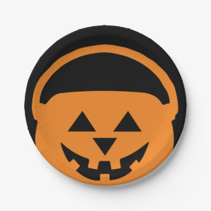 Assiettes En Carton Designer Halloween, Jackolantern sur Black
