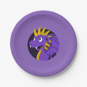 Assiettes En Carton Dessin animé de dragon violet