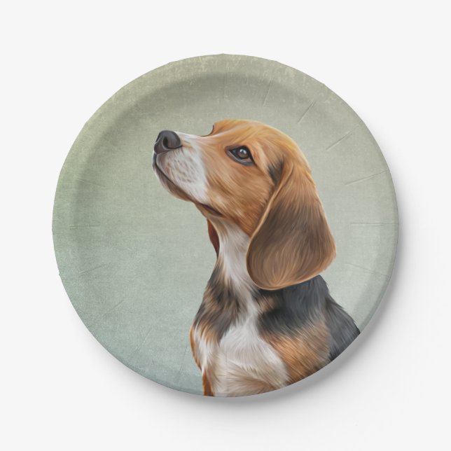 Assiettes En Carton Dessin Beagle de chien 7 (Devant)