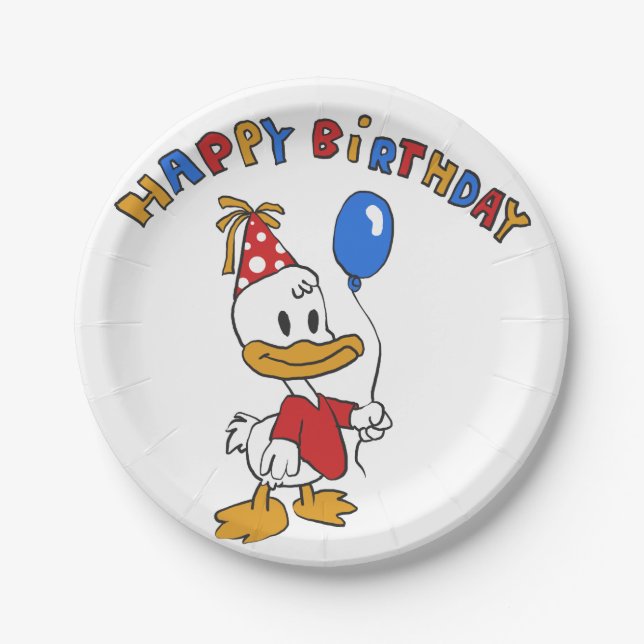 Assiettes En Carton Dessin d'anniversaire de canard| choisir la couleu (Devant)