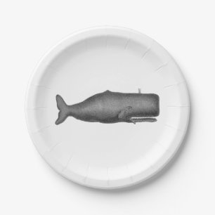 Assiettes En Carton Dessin de baleine vintage du 19e siècle N