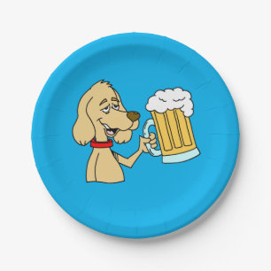 Assiettes En Carton Dessin de caricature avec bière
