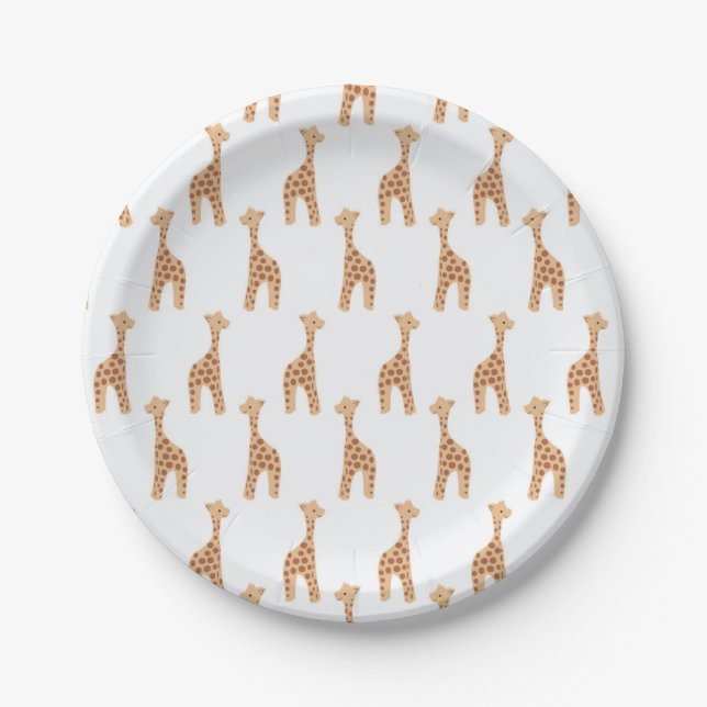 Assiettes En Carton dessin de girafe mignon imprimé (Devant)