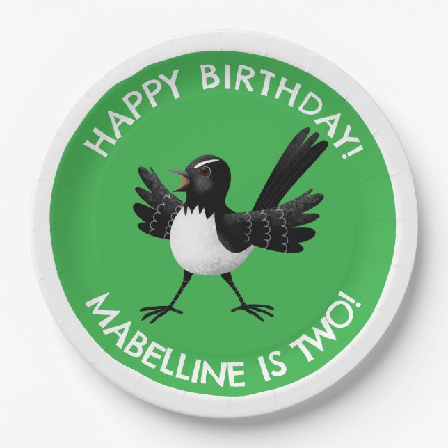 Assiettes En Carton Dessin de l'Australien Willie Wagtail (Devant)