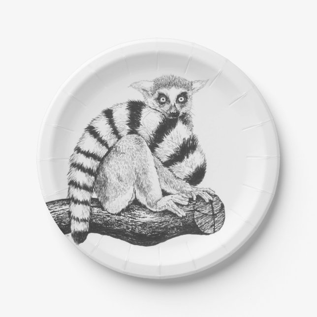 Assiettes En Carton Dessin de lémur (Devant)