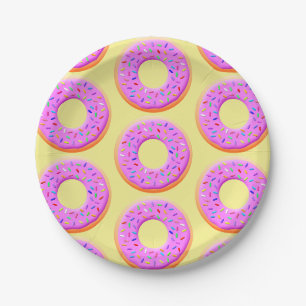 Assiettes En Carton Dessin De Mignonne Donut Avec Des Saupoudrages