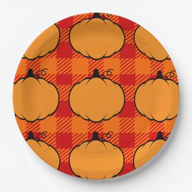 Assiettes En Carton Dessin du Citrouille de Thanksgiving (Devant)