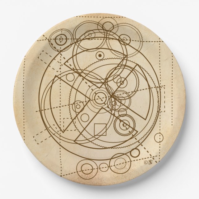 Assiettes En Carton Dessin du mécanisme antikythérien (Devant)