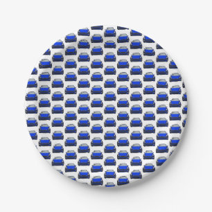 Assiettes En Carton Dessin du véhicule électrique bleu VUS