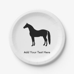 Assiettes En Carton Dessin élégant de silhouette de cheval d'étalon
