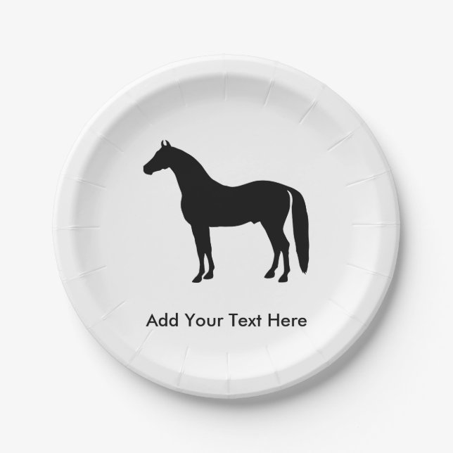 Assiettes En Carton Dessin élégant de silhouette de cheval d'étalon (Devant)