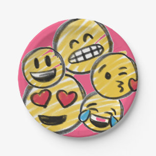 Assiettes En Carton Dessin rose Doodle Emoji entre Ado anniversaire