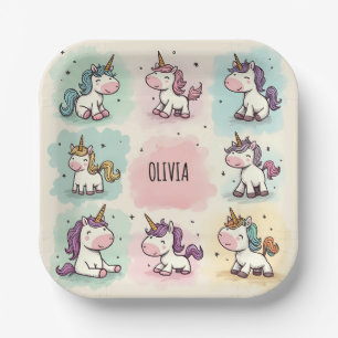 Assiettes En Carton Dessins Licorne Mignons et Fantaisistes