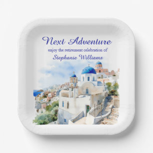 Assiettes En Carton Destination Grèce île Partie de retraite