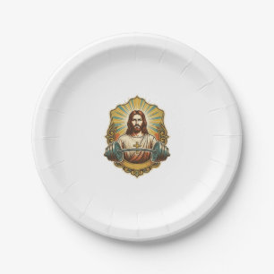 Assiettes En Carton Déterminé Jésus Haltère en Fer Lourd Powerlifting 